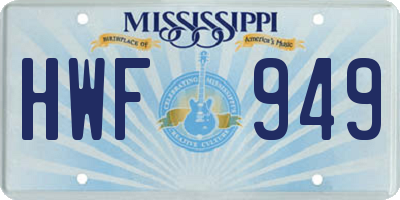 MS license plate HWF949