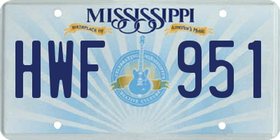 MS license plate HWF951