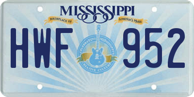 MS license plate HWF952