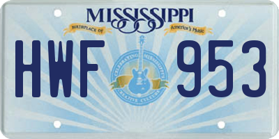 MS license plate HWF953