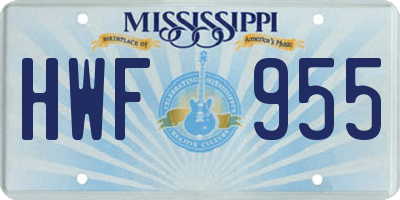 MS license plate HWF955
