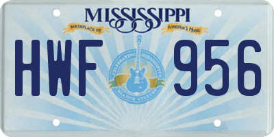 MS license plate HWF956
