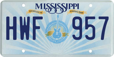 MS license plate HWF957