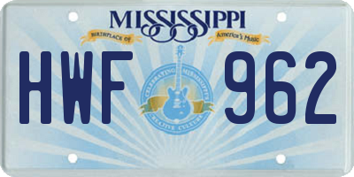MS license plate HWF962