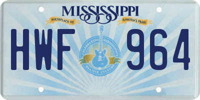 MS license plate HWF964