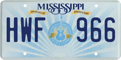 MS license plate HWF966