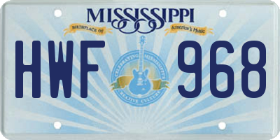MS license plate HWF968