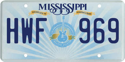 MS license plate HWF969