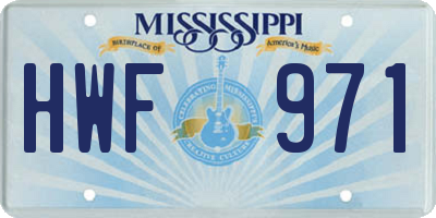 MS license plate HWF971