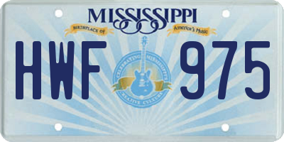 MS license plate HWF975