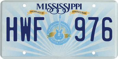 MS license plate HWF976
