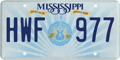 MS license plate HWF977