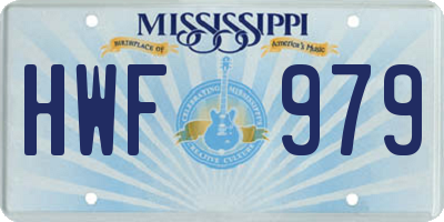 MS license plate HWF979