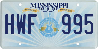 MS license plate HWF995