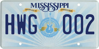 MS license plate HWG002