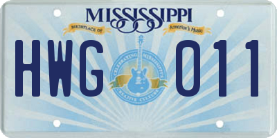 MS license plate HWG011
