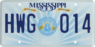 MS license plate HWG014