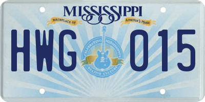 MS license plate HWG015