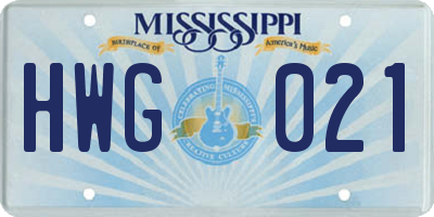 MS license plate HWG021