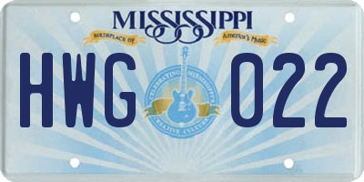 MS license plate HWG022