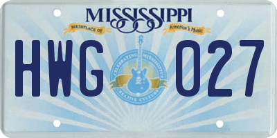 MS license plate HWG027
