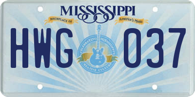MS license plate HWG037