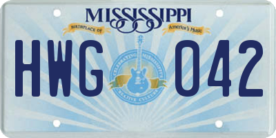 MS license plate HWG042