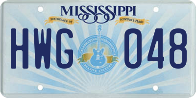 MS license plate HWG048