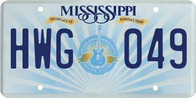 MS license plate HWG049