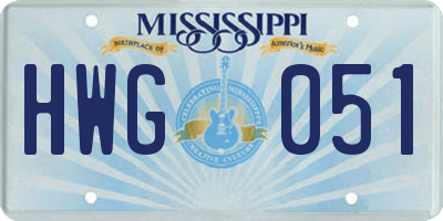 MS license plate HWG051