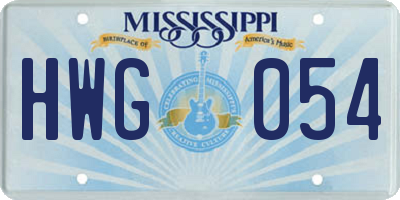 MS license plate HWG054