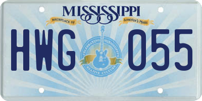 MS license plate HWG055
