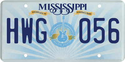MS license plate HWG056