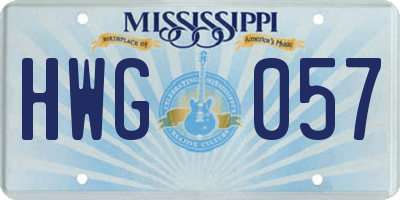 MS license plate HWG057