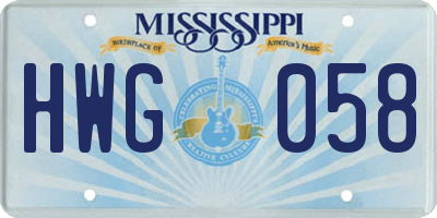 MS license plate HWG058