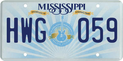 MS license plate HWG059