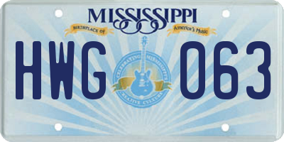 MS license plate HWG063