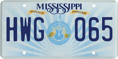 MS license plate HWG065