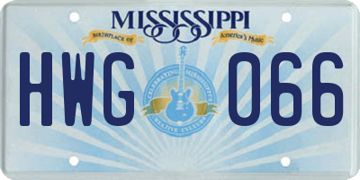 MS license plate HWG066