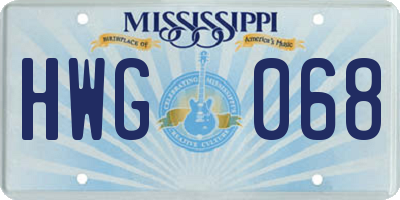 MS license plate HWG068
