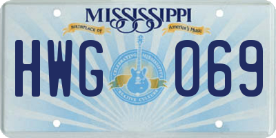 MS license plate HWG069