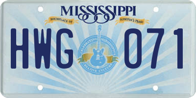 MS license plate HWG071