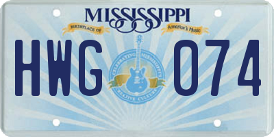 MS license plate HWG074