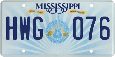 MS license plate HWG076