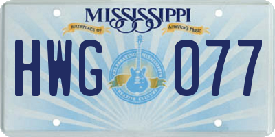 MS license plate HWG077