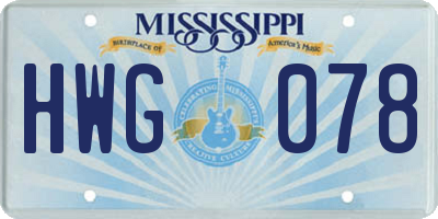 MS license plate HWG078