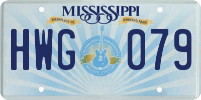 MS license plate HWG079