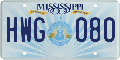 MS license plate HWG080