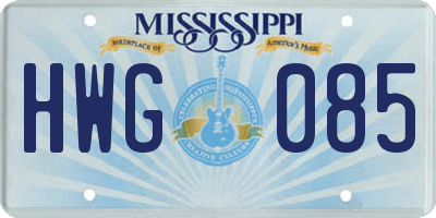 MS license plate HWG085