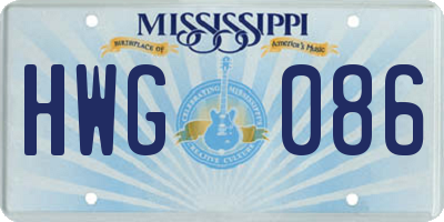 MS license plate HWG086